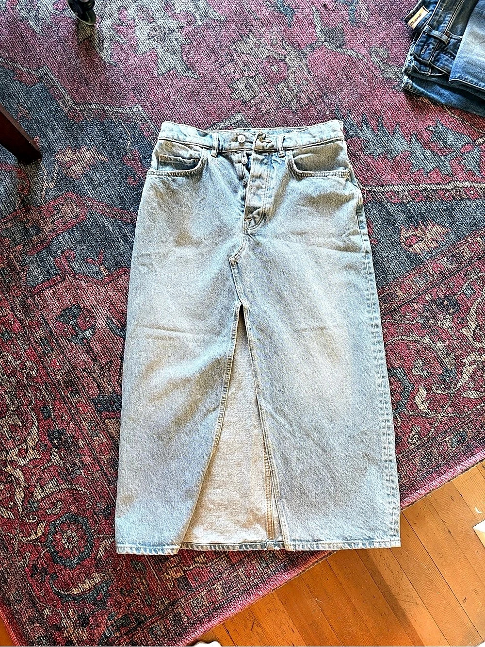 AllSaints Denim Midi Skirt in Blue